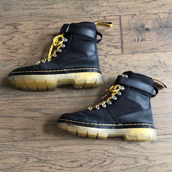 Dr. Martens Black Yellow Laces Combs Tech Boots Sz 7M/8L - Picture 6 of 10